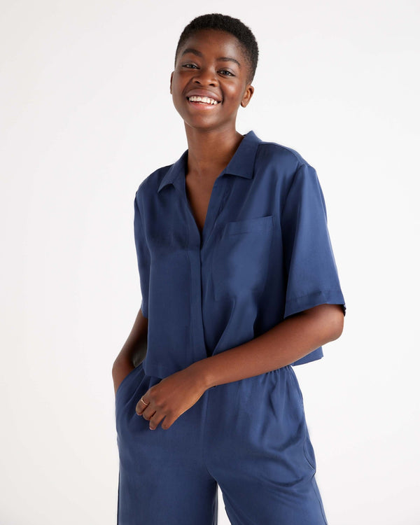 100% Washable Silk Pajama Button Up Top