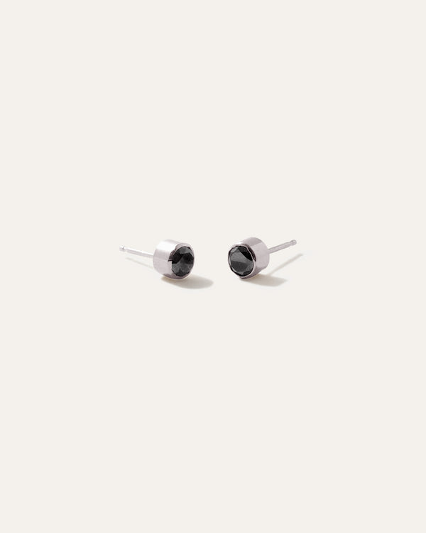 14K Gold Black Diamond Bezel Studs