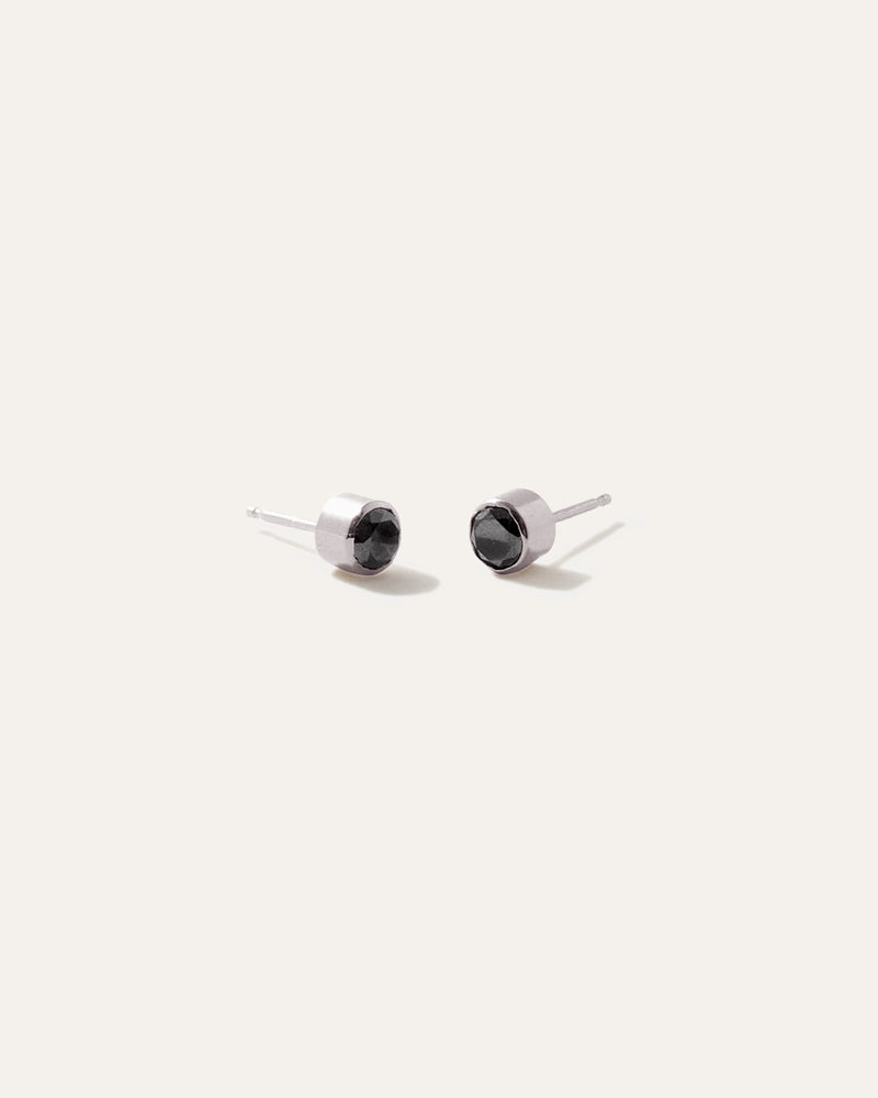 14K Gold Black Diamond Bezel Studs
