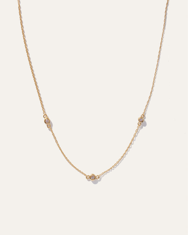 White Topaz Triple Station Bezel Necklace
