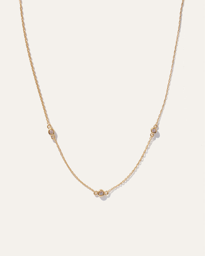 White Topaz Triple Station Bezel Necklace