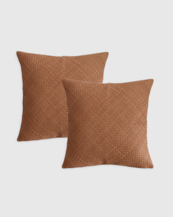 Woven Leather Pillow Cover - Set of 2