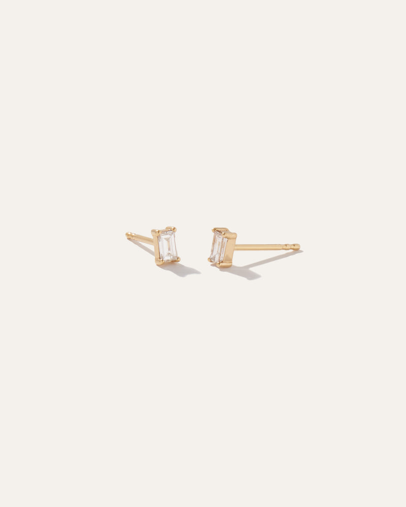 14K Gold Baguette Diamond Studs 0.28 Carat