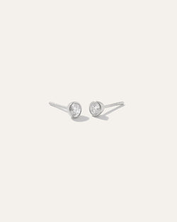 14K Gold Round Bezel Diamond Studs