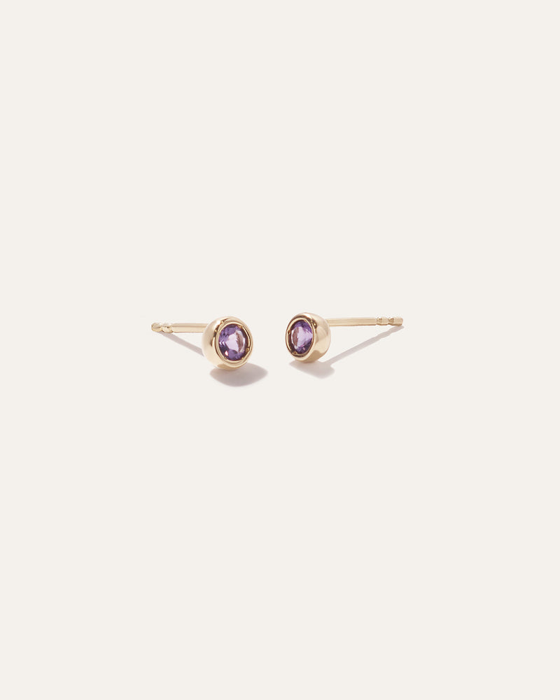 14k Gold Birthstone Studs