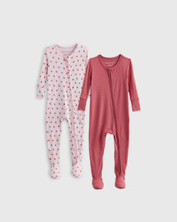 Bamboo Tight Fit Footie Pajamas 2-Pack - Baby Girl