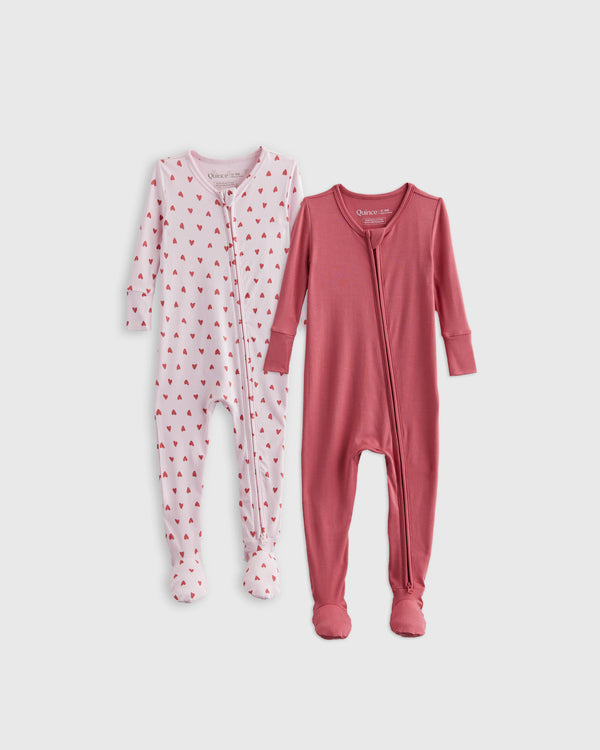 Bamboo Tight Fit Footie Pajamas 2-Pack - Baby Girl