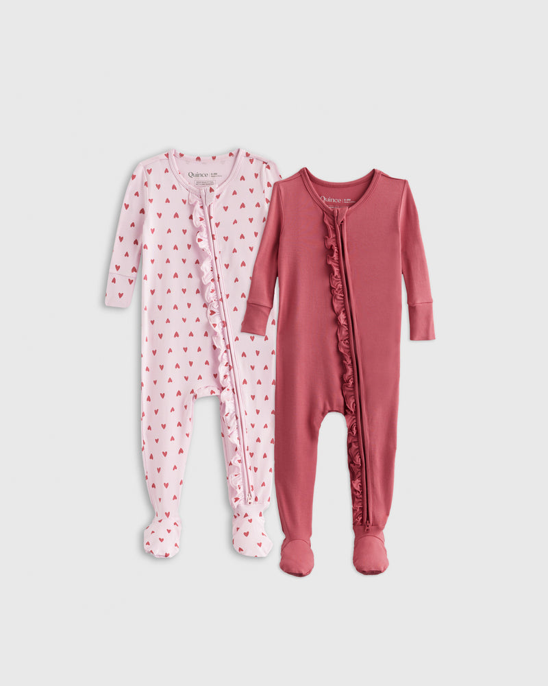 Bamboo Ruffle Tight Fit Footie Pajamas 2-Pack
