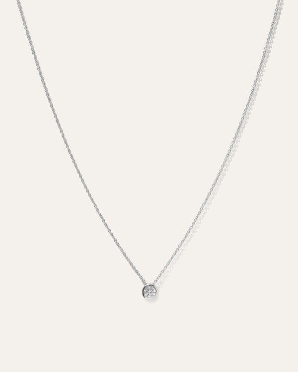 14K Gold Diamond Large Diamond Bezel Necklace