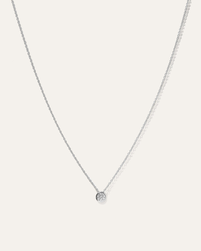 14K Gold Diamond Large Diamond Bezel Necklace