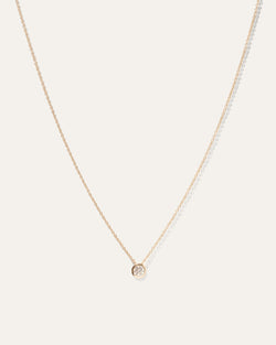 14K Gold Diamond Large Diamond Bezel Necklace