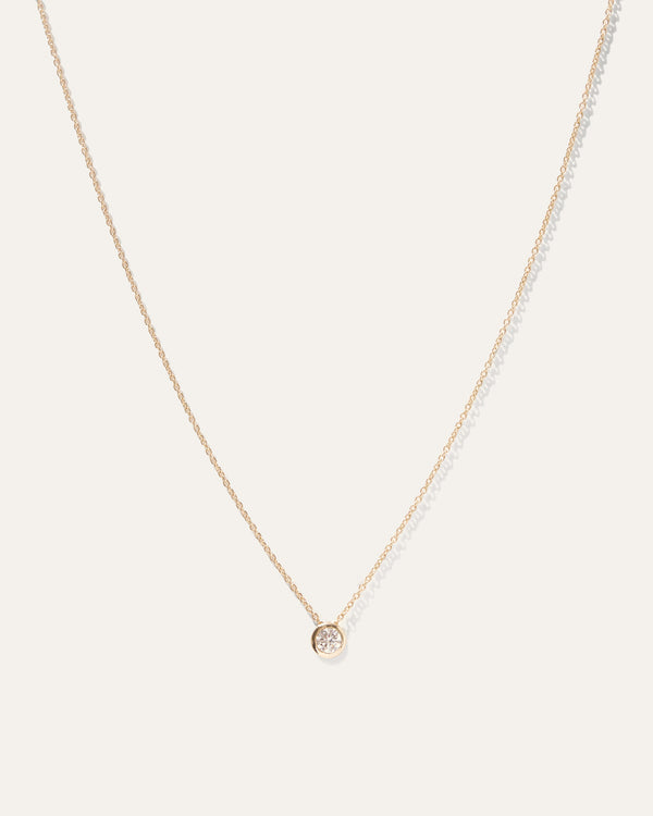 14K Gold Diamond Large Diamond Bezel Necklace