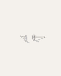 14K Gold Petite Baguette Diamond Studs