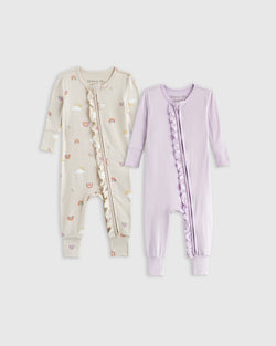 Bamboo One Piece Ruffle Pajamas 2-Pack