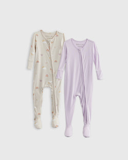 Bamboo Tight Fit Footie Pajamas 2-Pack - Baby Girl