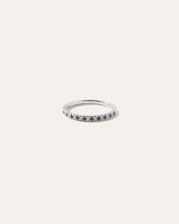 14K Gold Pavé Diamond and Blue Sapphire Band