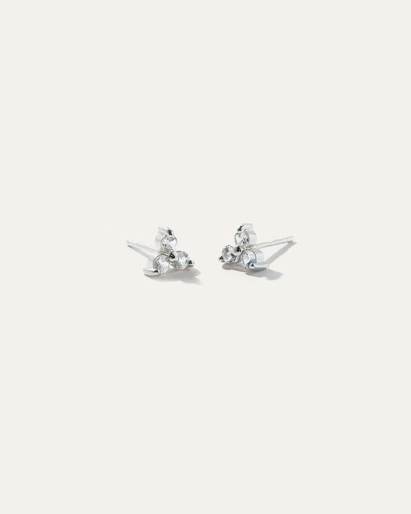 White Sapphire Triad Studs