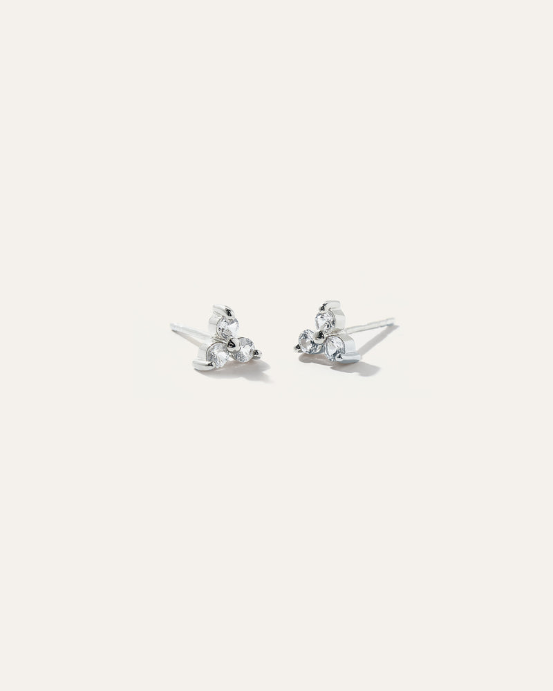 White Sapphire Triad Studs